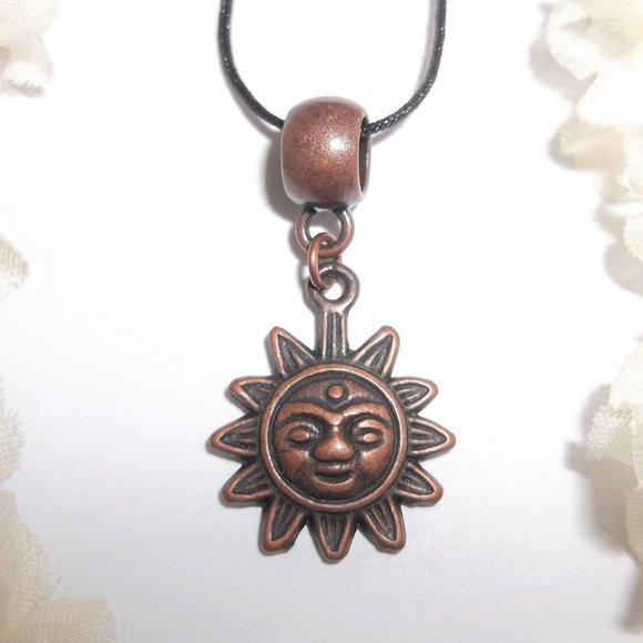 Boho Copper Necklace Sun Celestial Jewelry Gift Idea Unisex Pendant Charm C839 - Picture 1 of 10